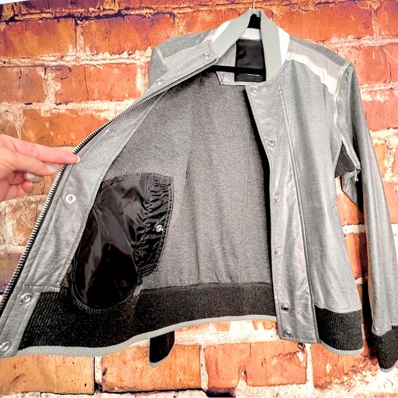 Unique Men’s Zara Man Gray Metallic Bomber Style Jacket With Zip Off Sleeves. - Picture 5 of 9